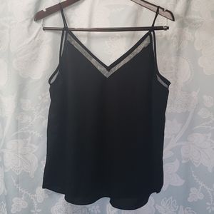 Express Black Downtown Tank Sheer Neckline Large